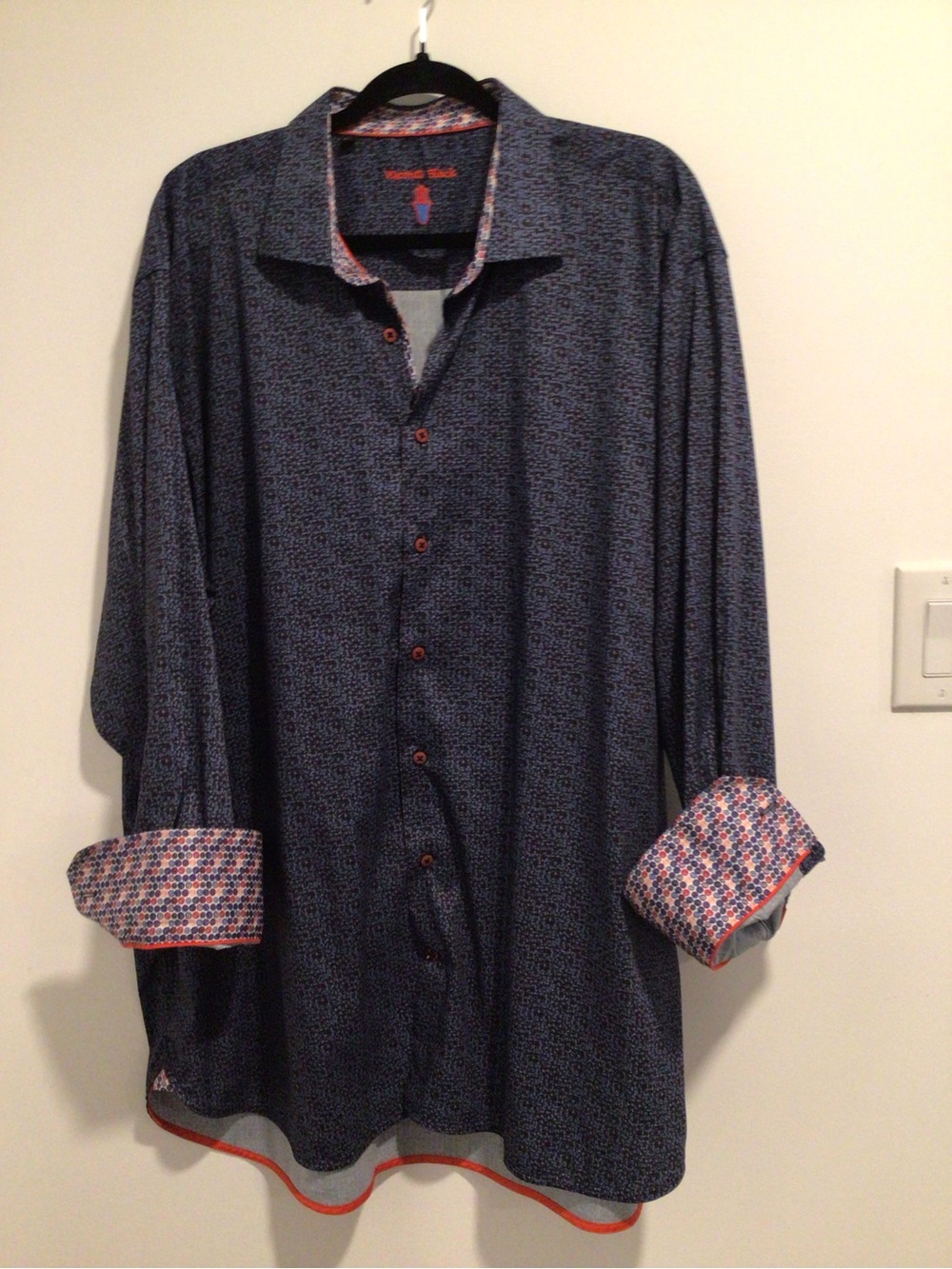 LUCHIANO VISCONTI Black Label Limited Edition Sz 2XL Men's Blue Multi  Shirt